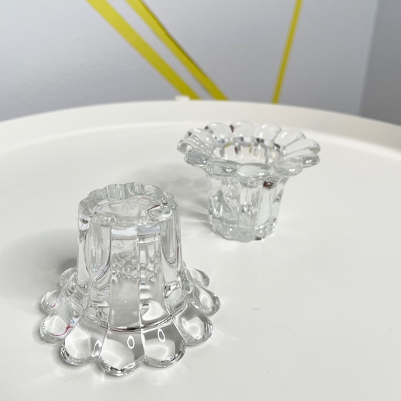 Flower Glass Candle Holder Set of 2 - Picture 2 of 5